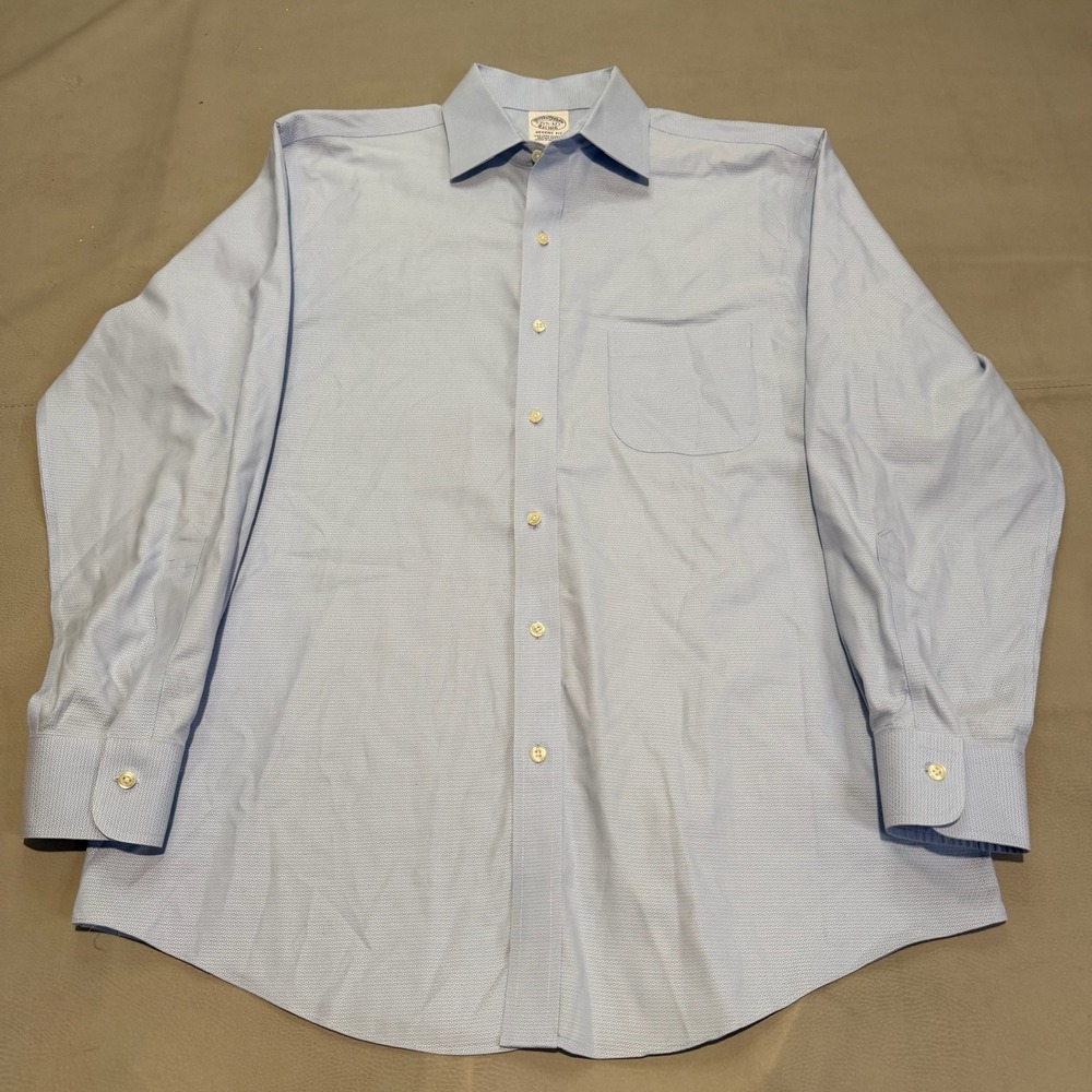 Brooks Brother Regent Fit Non-Iron Stretch Supima Cotton Shirt Blue 15.5/32-6785